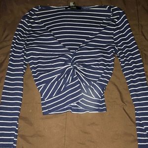 Blue and white crop top